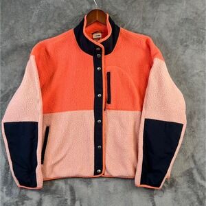 North Face Jacket Womens XXL Orange Sherpa Fleece Snap Front Logo Cragmont Gorp
